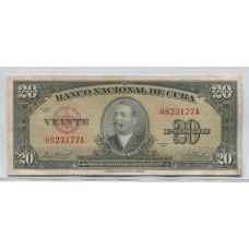 CUBA 1949 20 PESOS BILLETE EN BUEN ESTADO